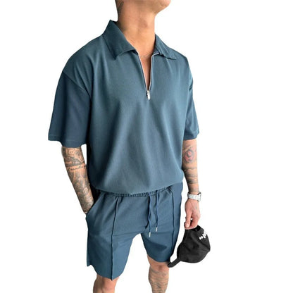 Zipper Knit Polo Set