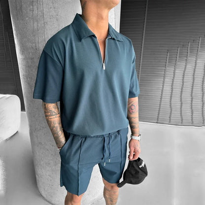 Zipper Knit Polo Set